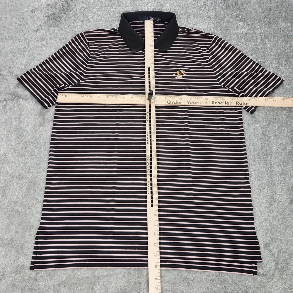 RLX Ralph Lauren Polo Shirt Mens Large Black Pink Philadelphia Cricket‎ Club
